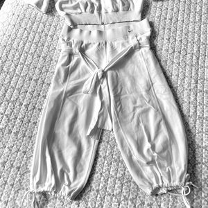 Nike Studio Velvety White Balloon style Crop Pants